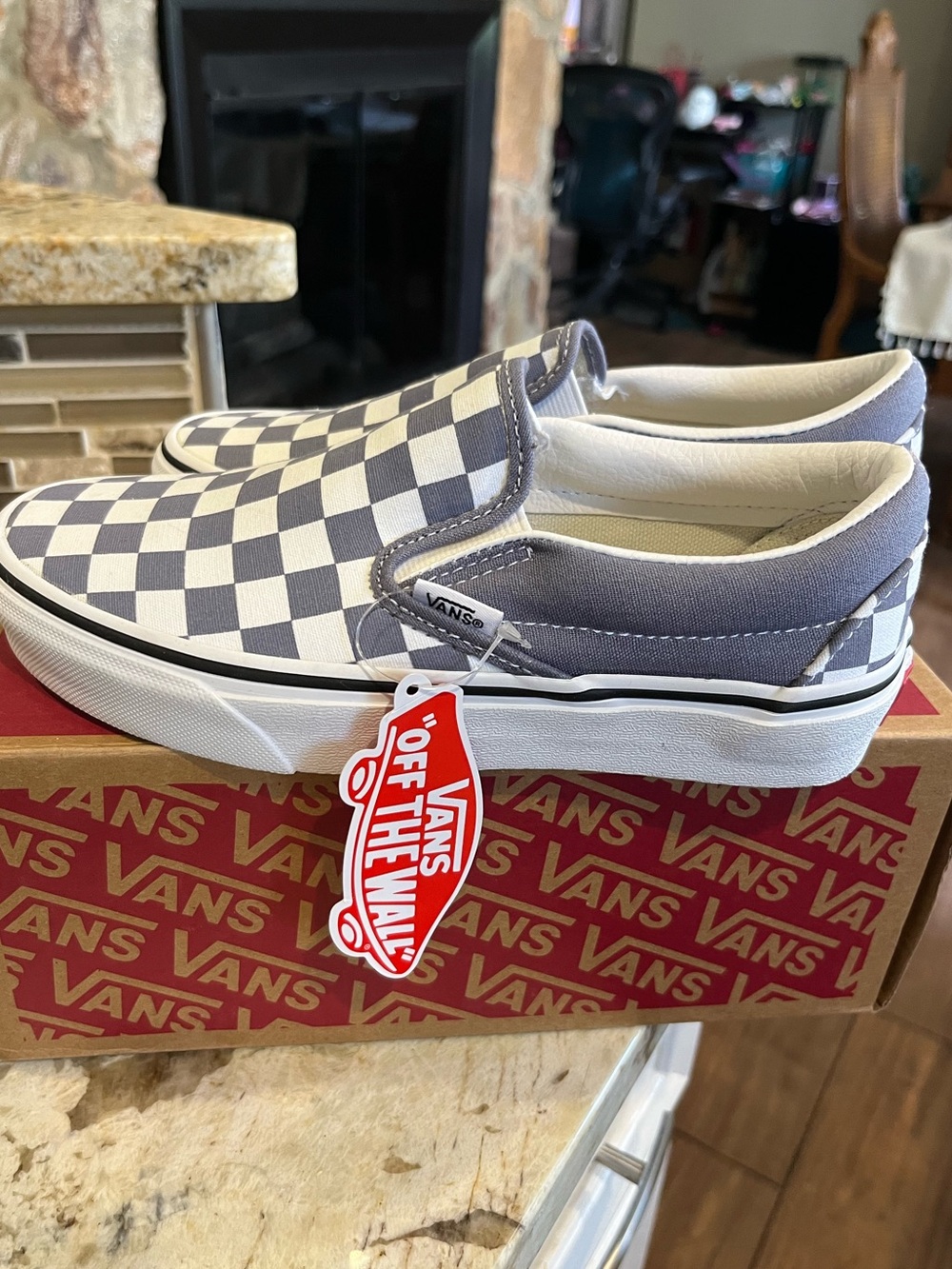 Vans Slip-On Checkerboard in Gray and White